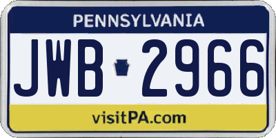 PA license plate JWB2966