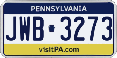 PA license plate JWB3273