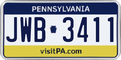 PA license plate JWB3411