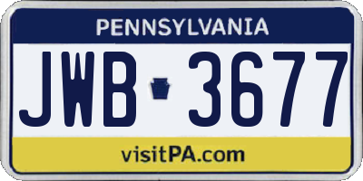 PA license plate JWB3677