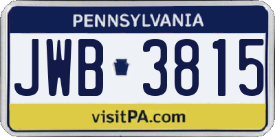 PA license plate JWB3815