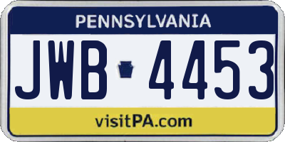 PA license plate JWB4453