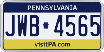 PA license plate JWB4565