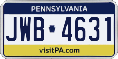 PA license plate JWB4631