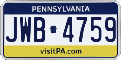 PA license plate JWB4759