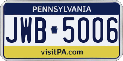 PA license plate JWB5006