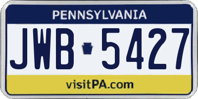 PA license plate JWB5427
