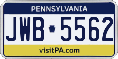 PA license plate JWB5562