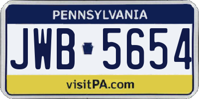 PA license plate JWB5654