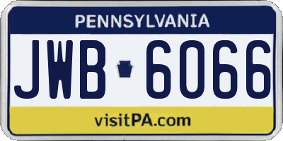 PA license plate JWB6066