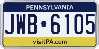 PA license plate JWB6105