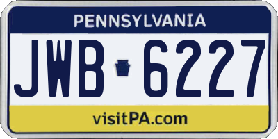 PA license plate JWB6227