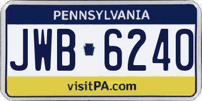 PA license plate JWB6240