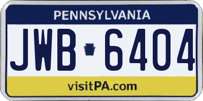 PA license plate JWB6404