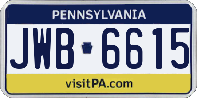 PA license plate JWB6615