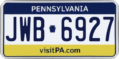 PA license plate JWB6927