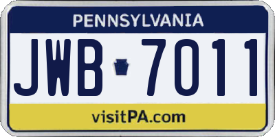 PA license plate JWB7011