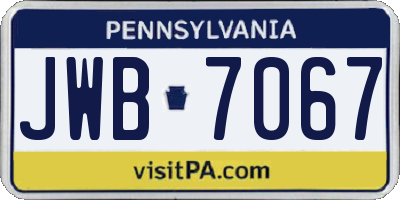 PA license plate JWB7067