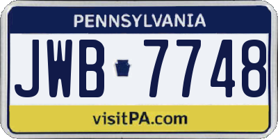 PA license plate JWB7748