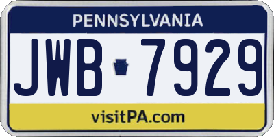PA license plate JWB7929