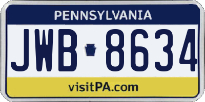 PA license plate JWB8634
