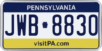 PA license plate JWB8830