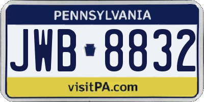 PA license plate JWB8832
