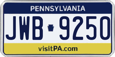 PA license plate JWB9250