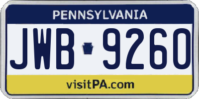 PA license plate JWB9260