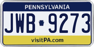 PA license plate JWB9273