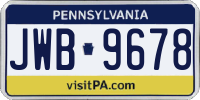 PA license plate JWB9678
