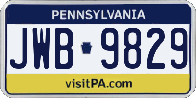 PA license plate JWB9829