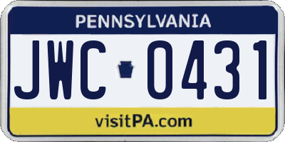 PA license plate JWC0431