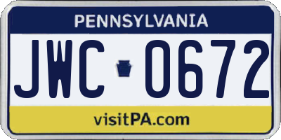 PA license plate JWC0672