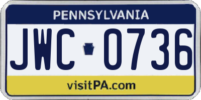 PA license plate JWC0736