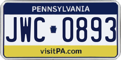 PA license plate JWC0893