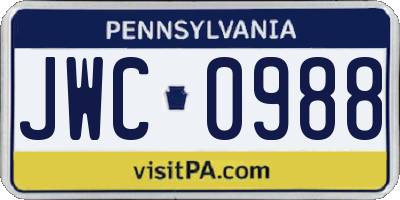 PA license plate JWC0988