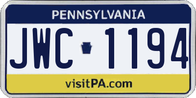 PA license plate JWC1194