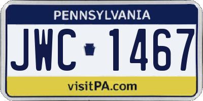 PA license plate JWC1467