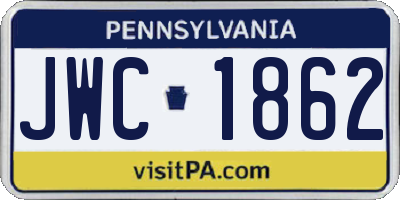 PA license plate JWC1862