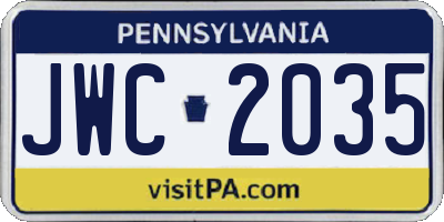 PA license plate JWC2035