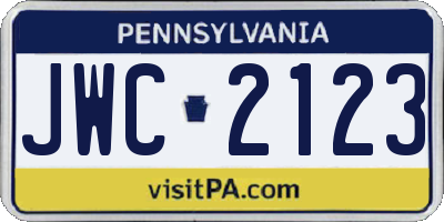 PA license plate JWC2123