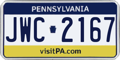 PA license plate JWC2167