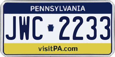 PA license plate JWC2233