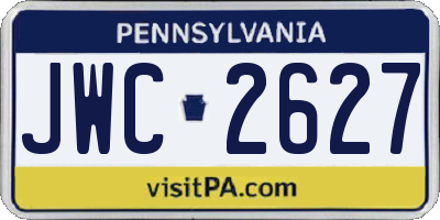 PA license plate JWC2627