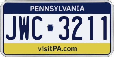 PA license plate JWC3211
