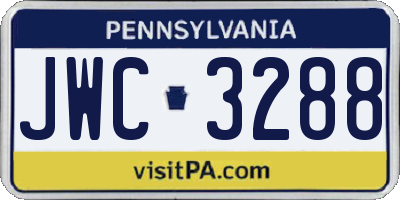 PA license plate JWC3288
