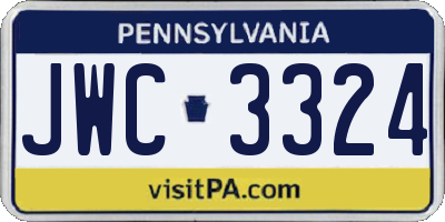 PA license plate JWC3324