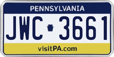 PA license plate JWC3661