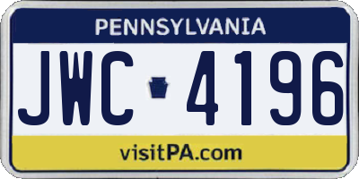 PA license plate JWC4196